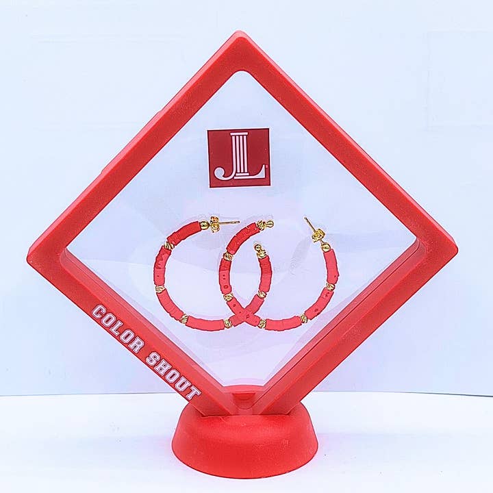 Junior League: Rode Vinyl Oorbellen voor wholesale door Color Shout