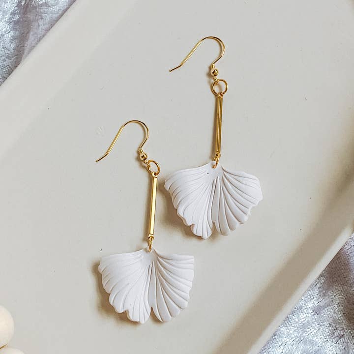 Ginkgo Leaf Dangles for wholesale by Happily Handmade Clay