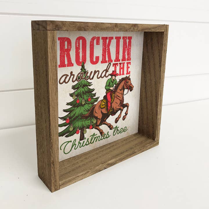 Hangout Home - Wholesale Christmas Wall Art - Western Rockin Around the Christmas Tree - Western Canvas1