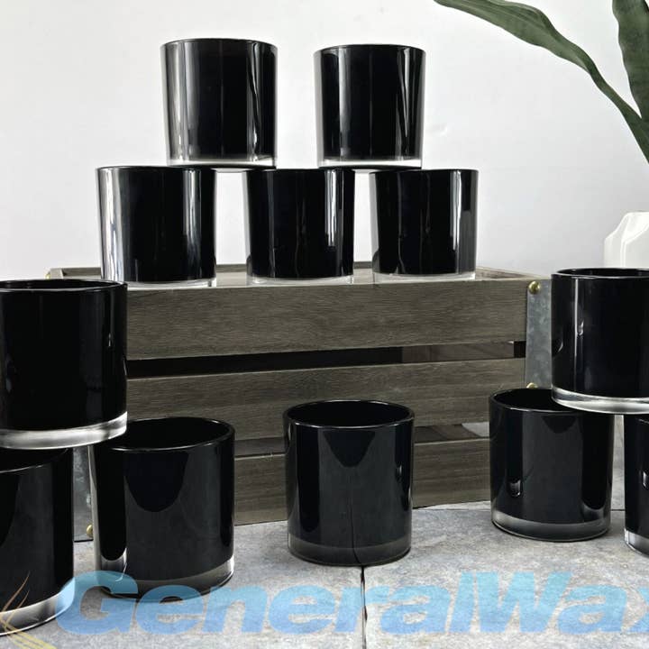 General Wax & Candle Company - Wholesale Candle Holder - 9.5 oz Monticiano Black - Candle Making Glass