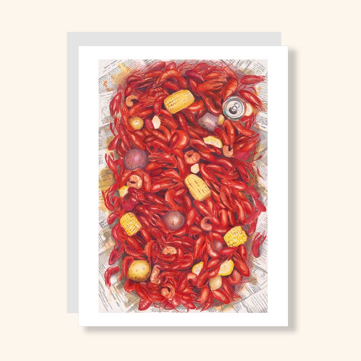 Crawfish Greeting Card for wholesale by Julia Wolinsky Art