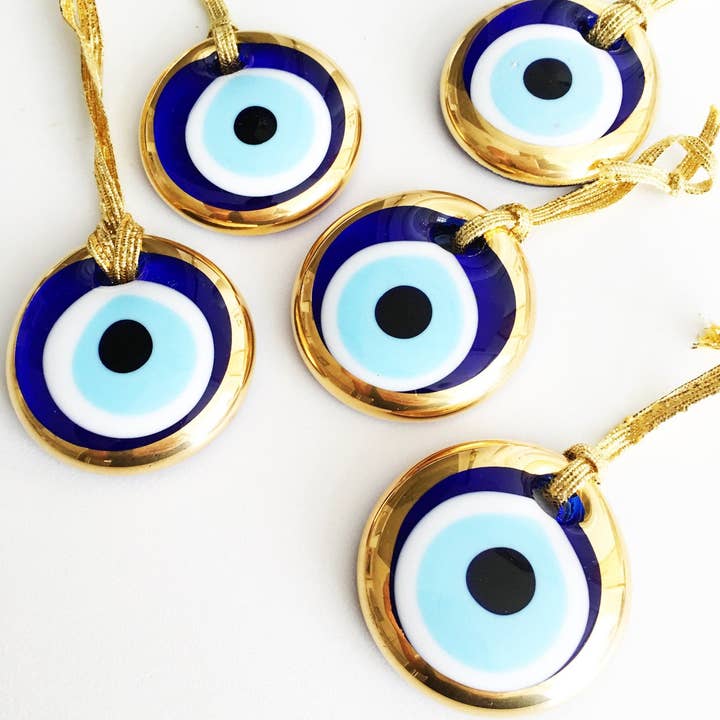 Evileyefavor - Wholesale Decorative Tabletop Object - Gold trimmed glass evil eye beads with gold ropes2