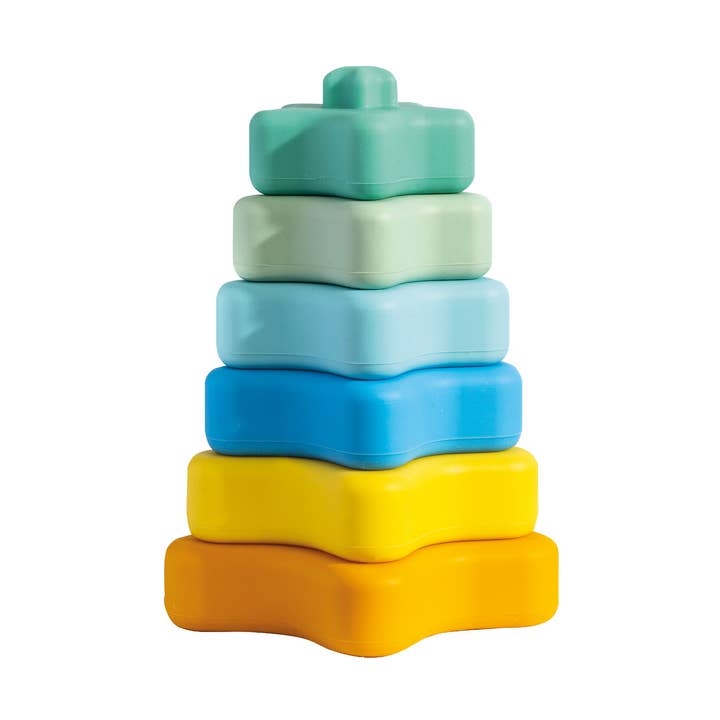 Playground Silicone Stacking Tower Star - Sorbet for wholesale by Living Textiles