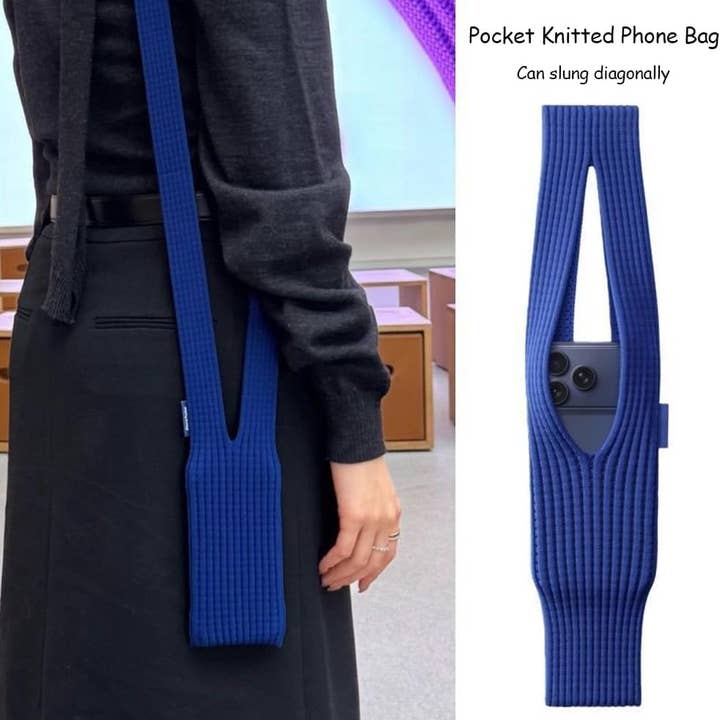 Bolsa de Punto de Bolsillo - Funda Universal Elástica para Teléfono - Azul para venta al por mayor de Funky Rico Inc