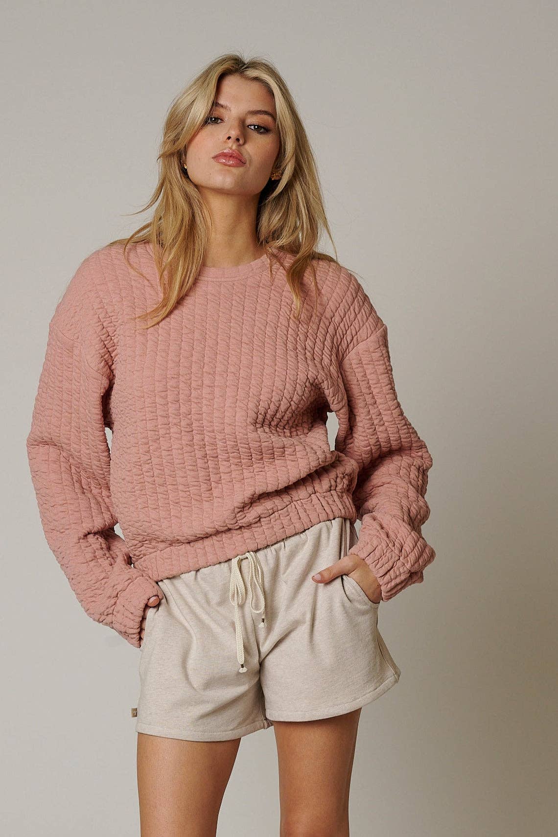 LEISURE LAB - Wholesale Knit Sweater - Women's - WOMENS QUILT CREWNECK SWEATER13