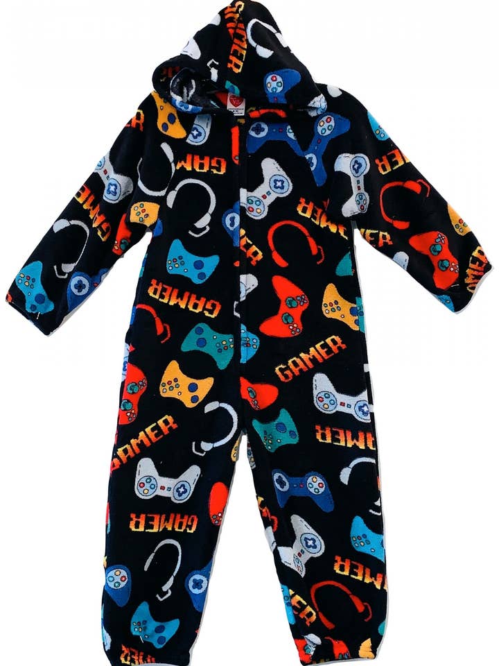 Grenouillère de jeu noire et duveteuse pour la vente par Made With Love & Kisses