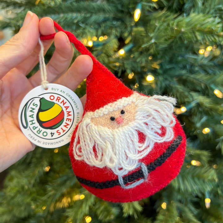 Round Santa Embroidered Christmas Ornament for wholesale by Ornaments 4 Orphans
