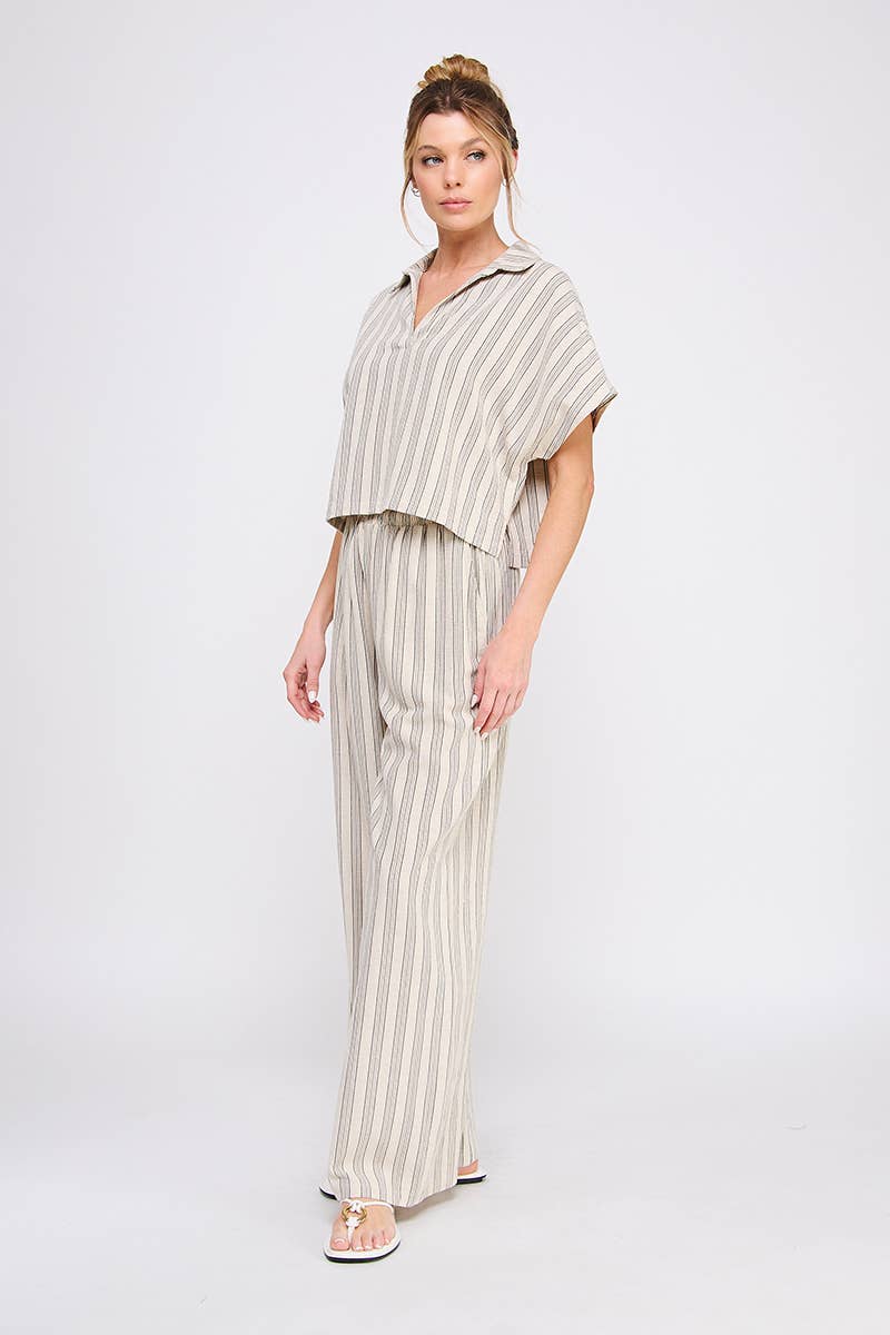 NATURAL STRIPE Striped Cropped V-neck Dolman To for wholesale on Faire3