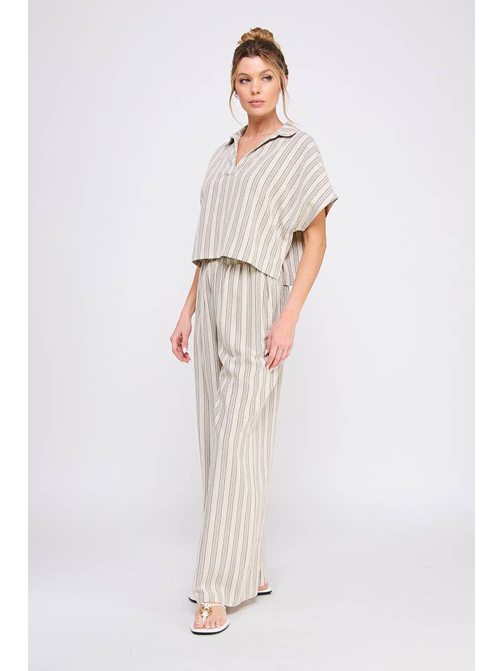 NATURAL STRIPE Striped Cropped V-neck Dolman To for wholesale on Faire3