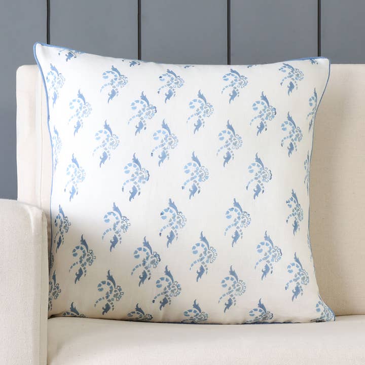 Handgeblokdrukte Katoen Linnen Wervel Kussenhoes voor wholesale door Eyaas