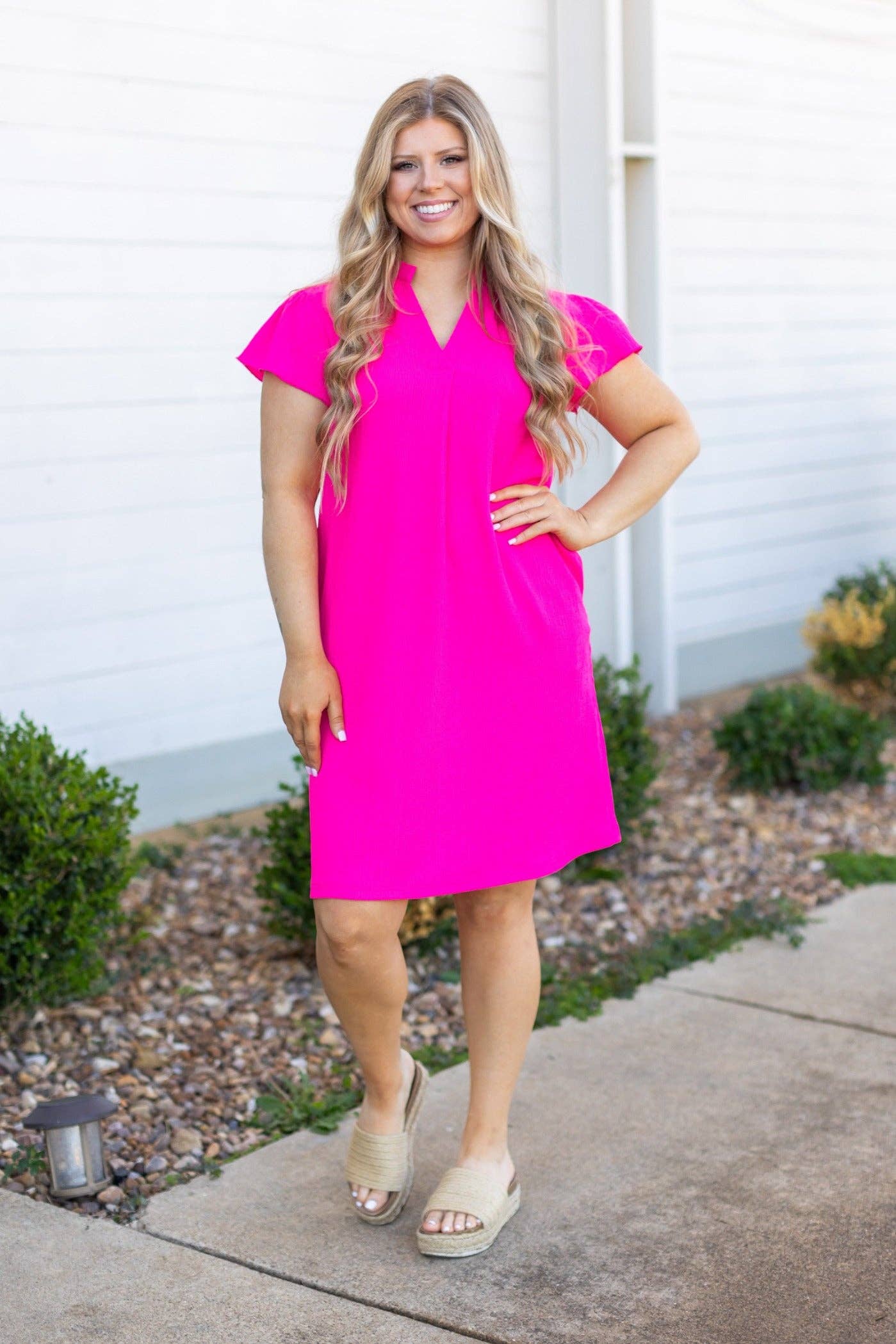 The Nicole Dress, Hot Pink for wholesale on Faire7