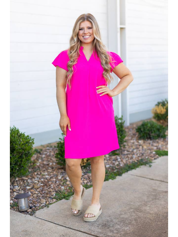 The Nicole Dress, Hot Pink for wholesale on Faire7