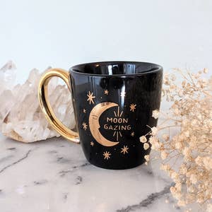Moon Phase Cream Mug, Celestial Moon Spiritual Gifts