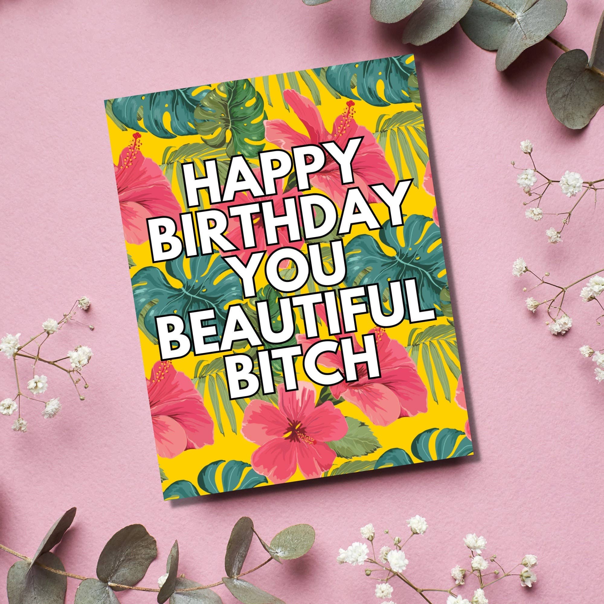 As Told By Ellie - Vente Cartes d'anniversaire - Joyeux Anniversaire Belle Salope Cartes Florales Mignonnes et Drôles3