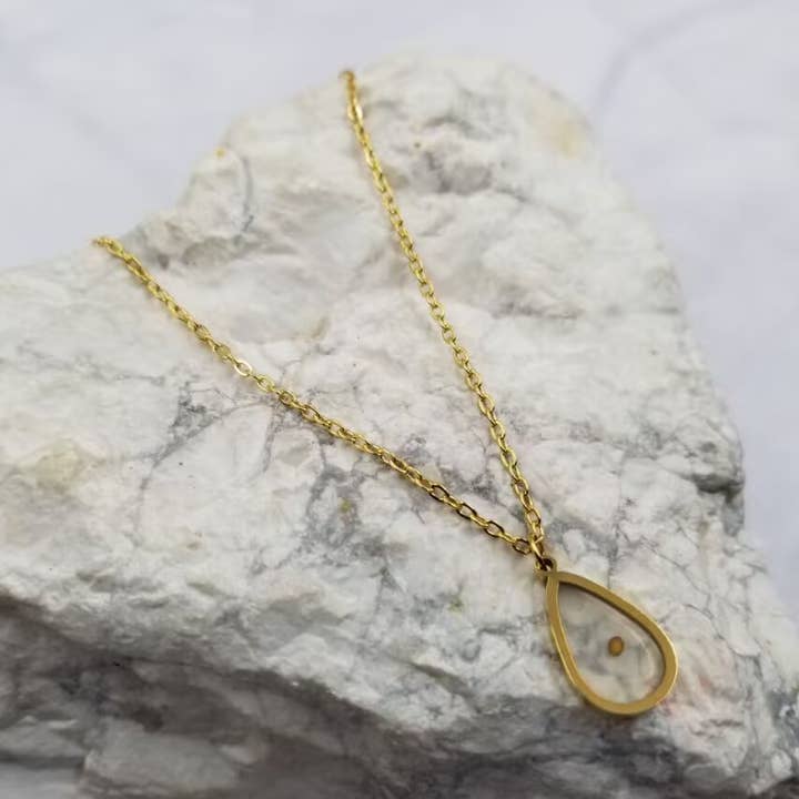 Mustard Seed Teardrop Pendant Necklace for wholesale by The Pretty Jewellery