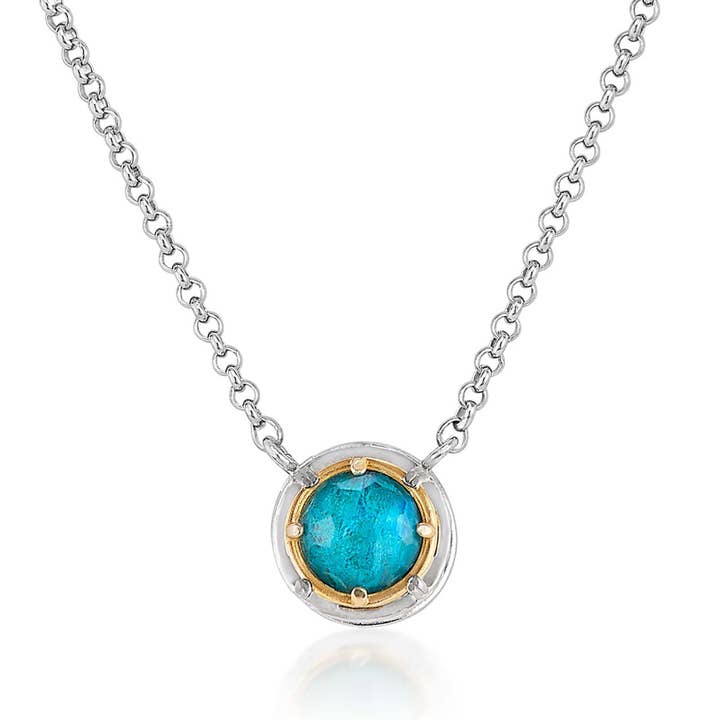 Colar Doubleto de Crisocola Redondo por atacado de Anatoli Jewelry