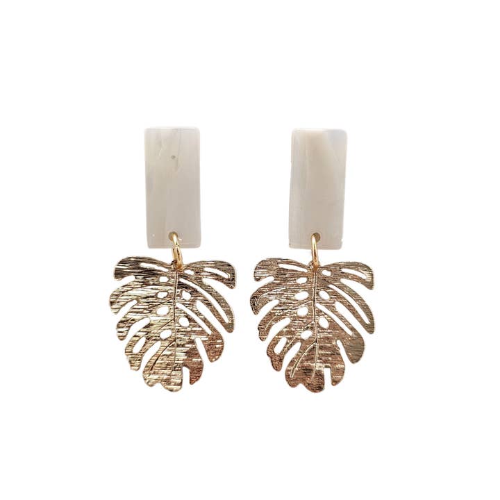 Spiffy & Splendid - Wholesale Dangle Earrings - Mini Belize Earrings - Ivory // Resort, Plant, Jewelry13