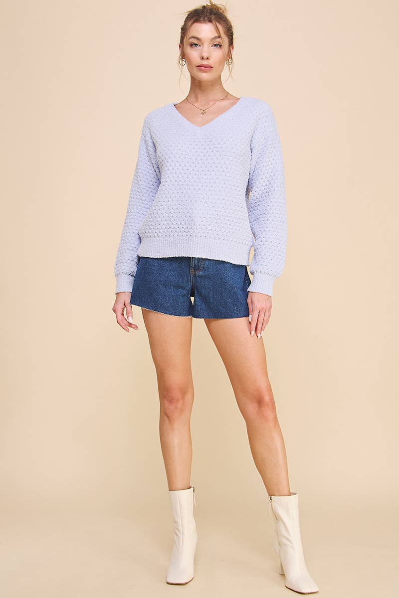 Allie Rose - Wholesale Knit Sweater - Women's - Soft Cloud Pique V Neck Sweater7