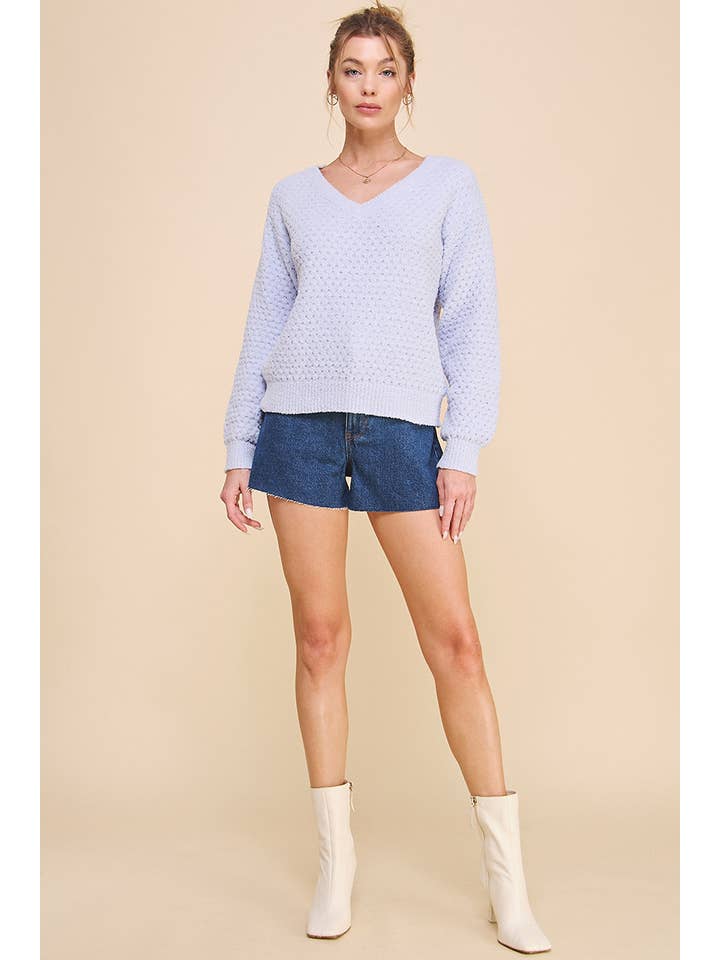 Allie Rose - Wholesale Knit Sweater - Women's - Soft Cloud Pique V Neck Sweater7