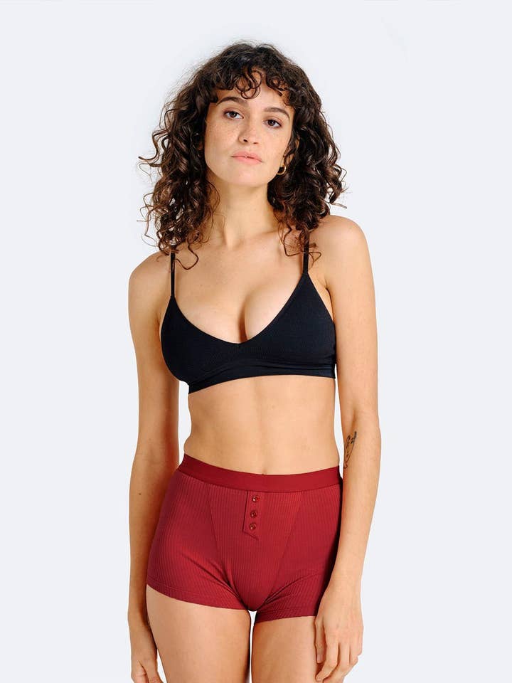 Boxer menstrual acanalado rojo para venta al por mayor de Moodz