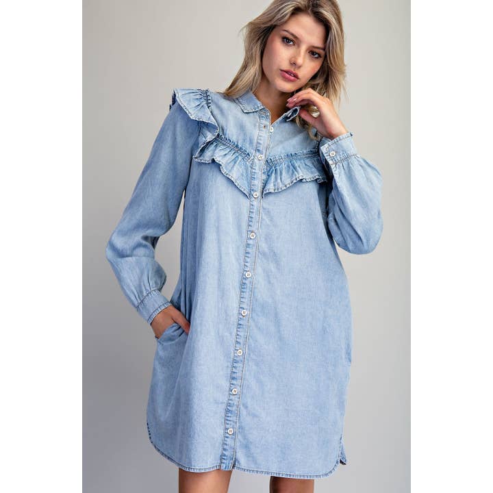 DENIM Long Sleeve Mini Dress for wholesale on Faire1
