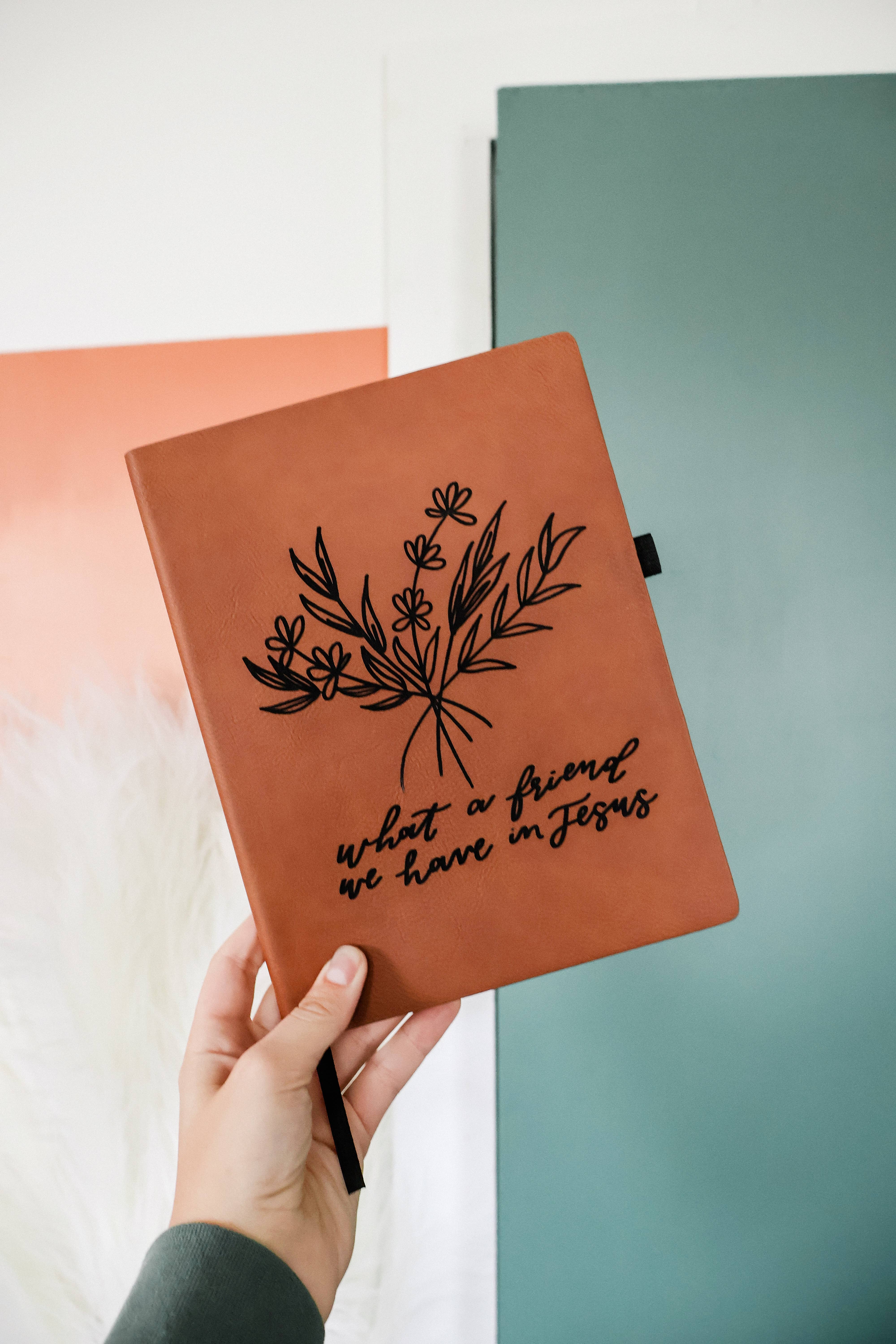 Written by Maria - Wholesale Journal/Diary - 'What a friend we have in Jesus' floral leather journal notebook7