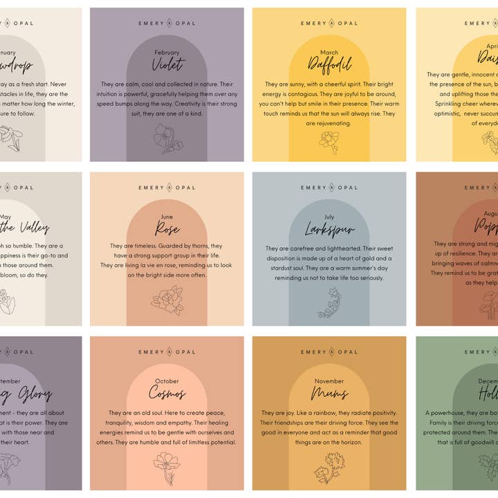 Emery and Opal – Großhandel Kette mit Anhänger/Charm – Halskette mit rundem Scheibendesign mit Geburtsblume10