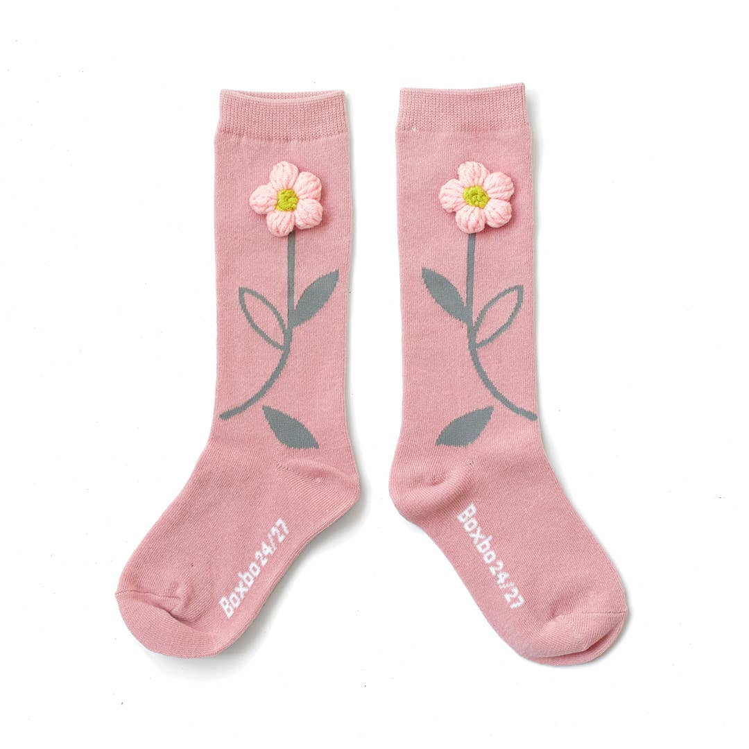 BOXBO – Großhandel Socken - Kinder – Hochsocken Flower - Pink0