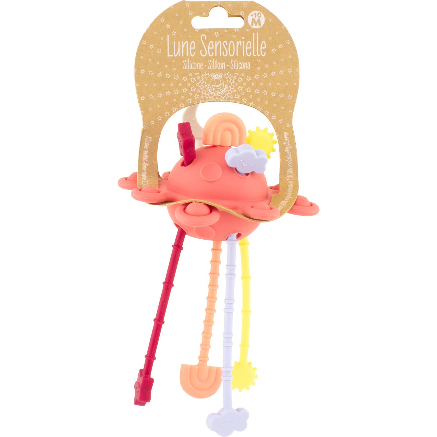 Ulysse Couleurs d'Enfance – wholesale Teether (not clip-on) – Baby – SILICONE: BRICK RED MOON TEETHER TOY3