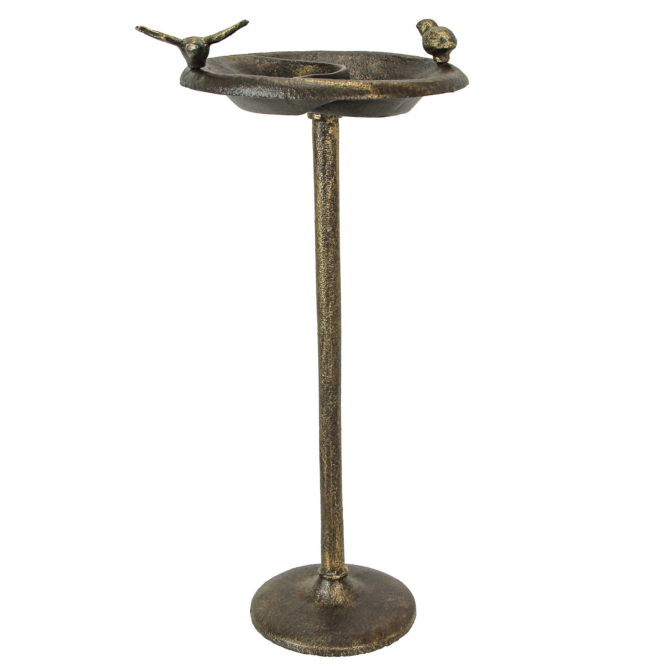 Zeckos - Wholesale Bird Bath - Rustic Cast Iron Bronze Finish Bird Bath Feeder Pedestal2