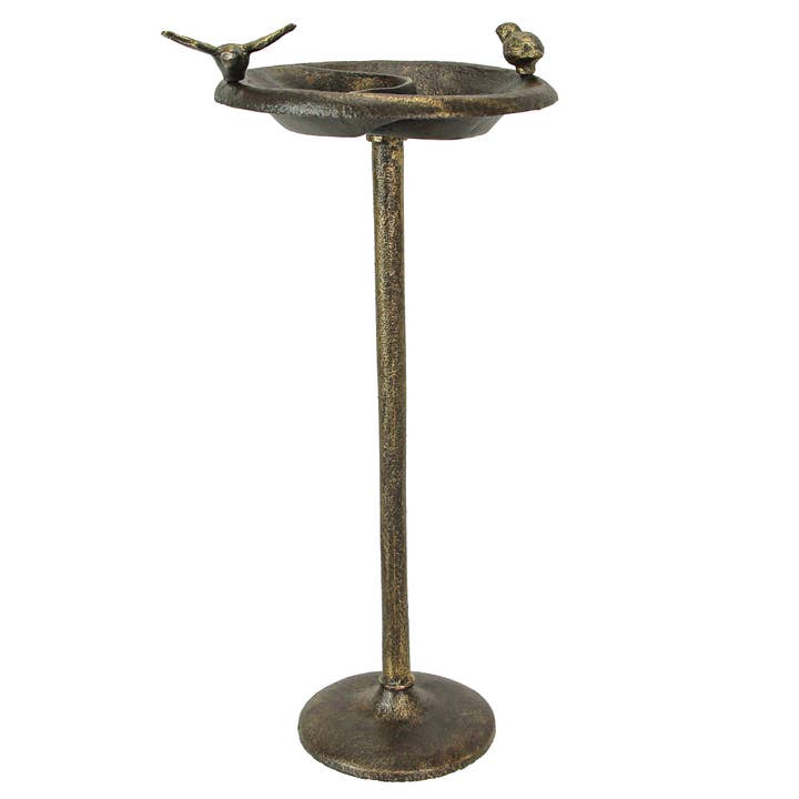 Zeckos - Wholesale Bird bath - Rustic Cast Iron Bronze Finish Bird Bath Feeder Pedestal2