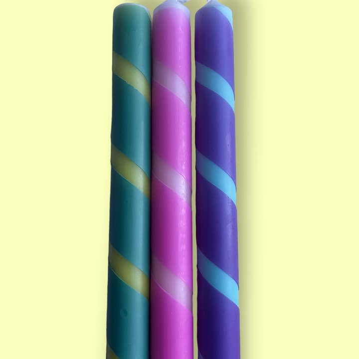 The Colour Emporium - Wholesale Tapered Candle/Candlestick - VIVID FUSION Dip Dye Dinner Candles Trio