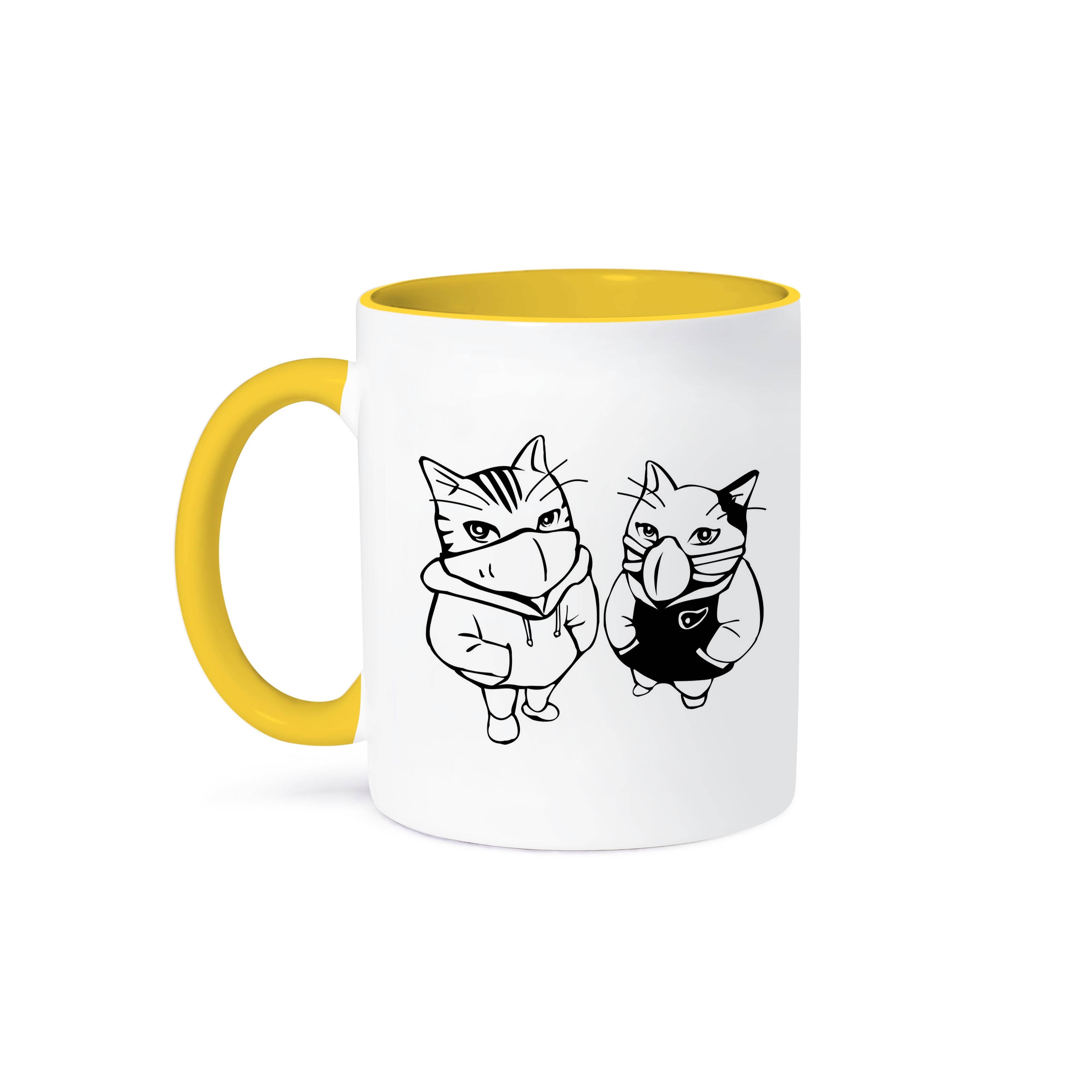 3dRose - Wholesale Coffee Mug - 3dRose, Cool Cats Drawing Wearing Face Masks Image COVID 19, 3DRAMM, Mug0