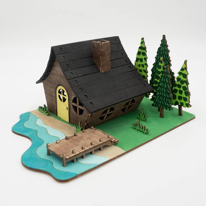 Woodsy Creative Co. - Wholesale DIY Craft Kit - Paintable 3D Cabin Scene DIY kit2
