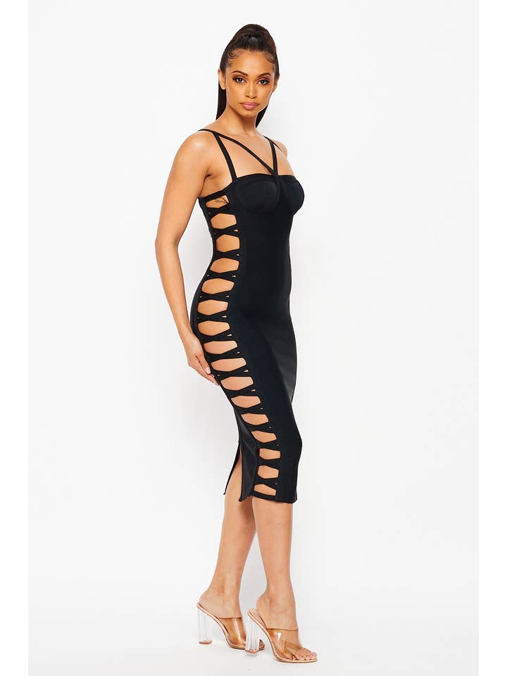 RIVIR - Wholesale Dress - Women's - BANDAGE BODYCON DRESS-AS344D