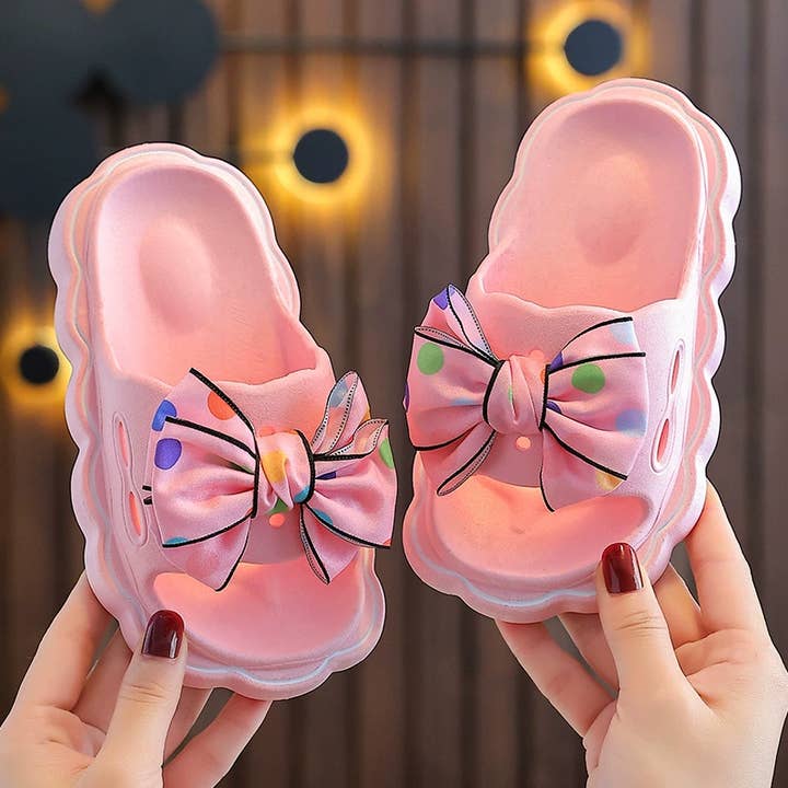 Little Trendy - Wholesale Sandals - Kids - Girls' sweet bow soft beach sandals non-slip home slippers