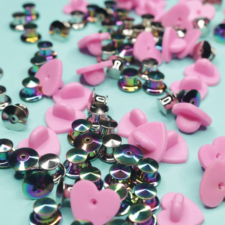 Heart Shaped Rubber or Locking Pin Backs for wholesale by Dbl Feature