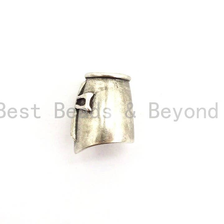 BestBeads&Beyond - Venta al por mayor Abalorios/colgantes individuales - Cuenta antigua de casco espartano de plata/oro/cobre, para fabricación de llaveros de pulsera de supervivencia de paracord, pulsera de hombre DIY, 12 x 17 x 13 mm, sku #Y124