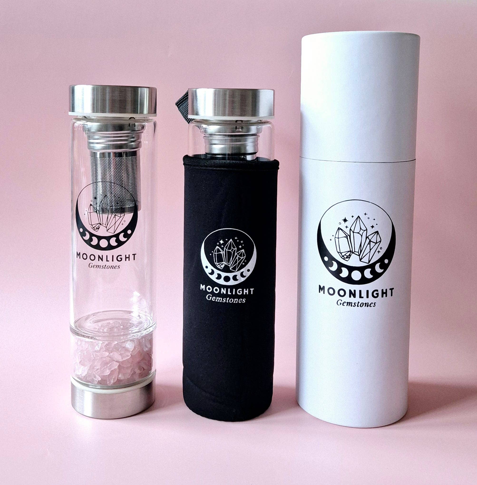 Moonlight Gemstones - Wholesale Water Bottle - Glass Drinking Bottle With Gemstone Filter Water Bottle Rock Crystal – 400 ml4