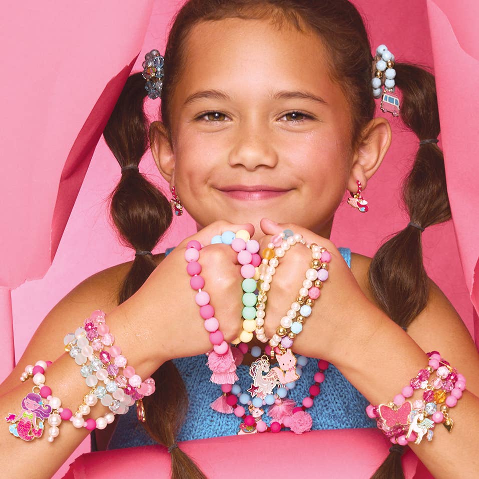 Girl Nation | Kids Jewelry | Easter Gifts - Wholesale Beaded Bracelet - Kids - Sweet Treats Tower | Case of 23 Bracelets + Free Display10