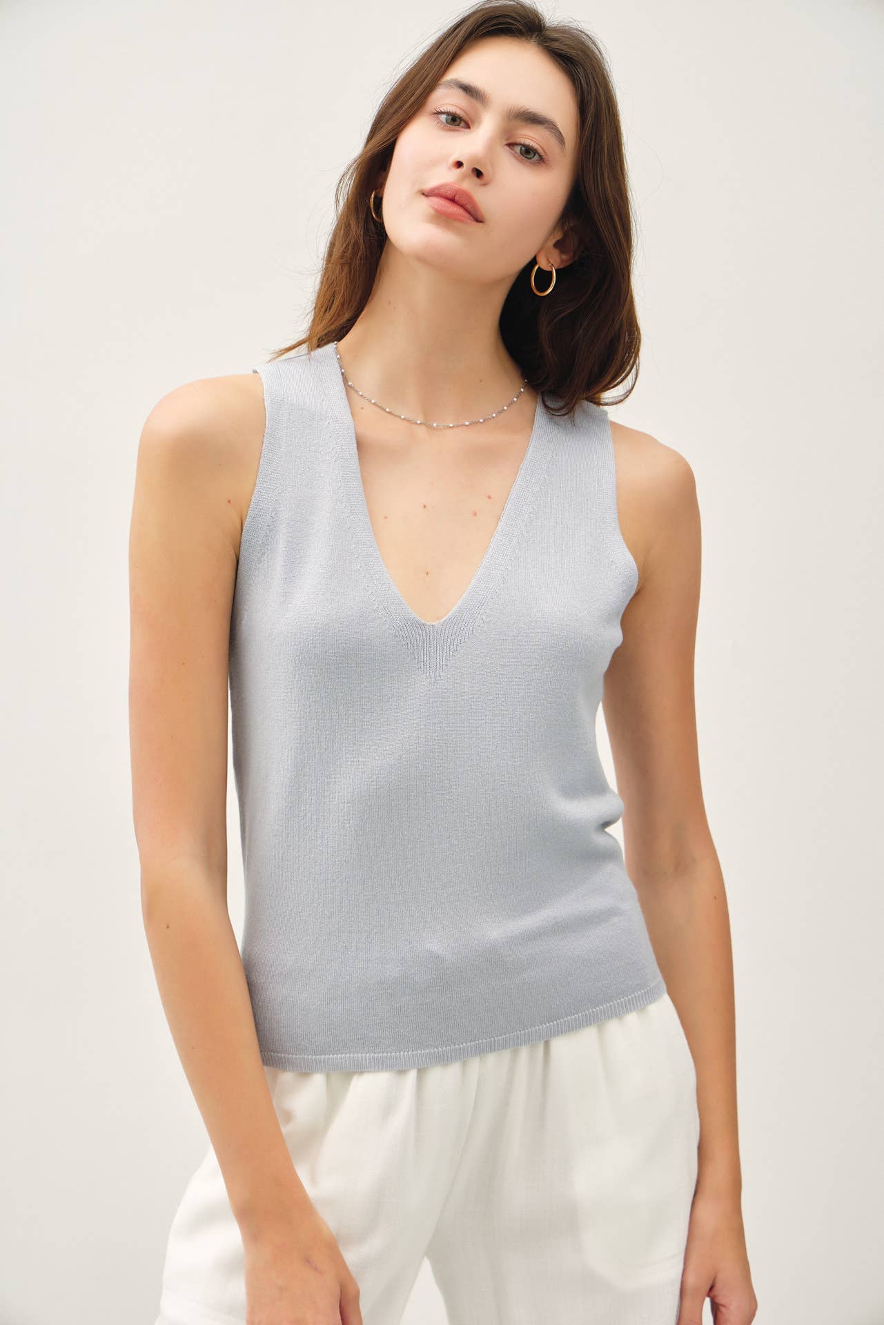 Be Cool - Wholesale Tank Top - Women's - MINIMAL V-NECK SWEATER TANK  3