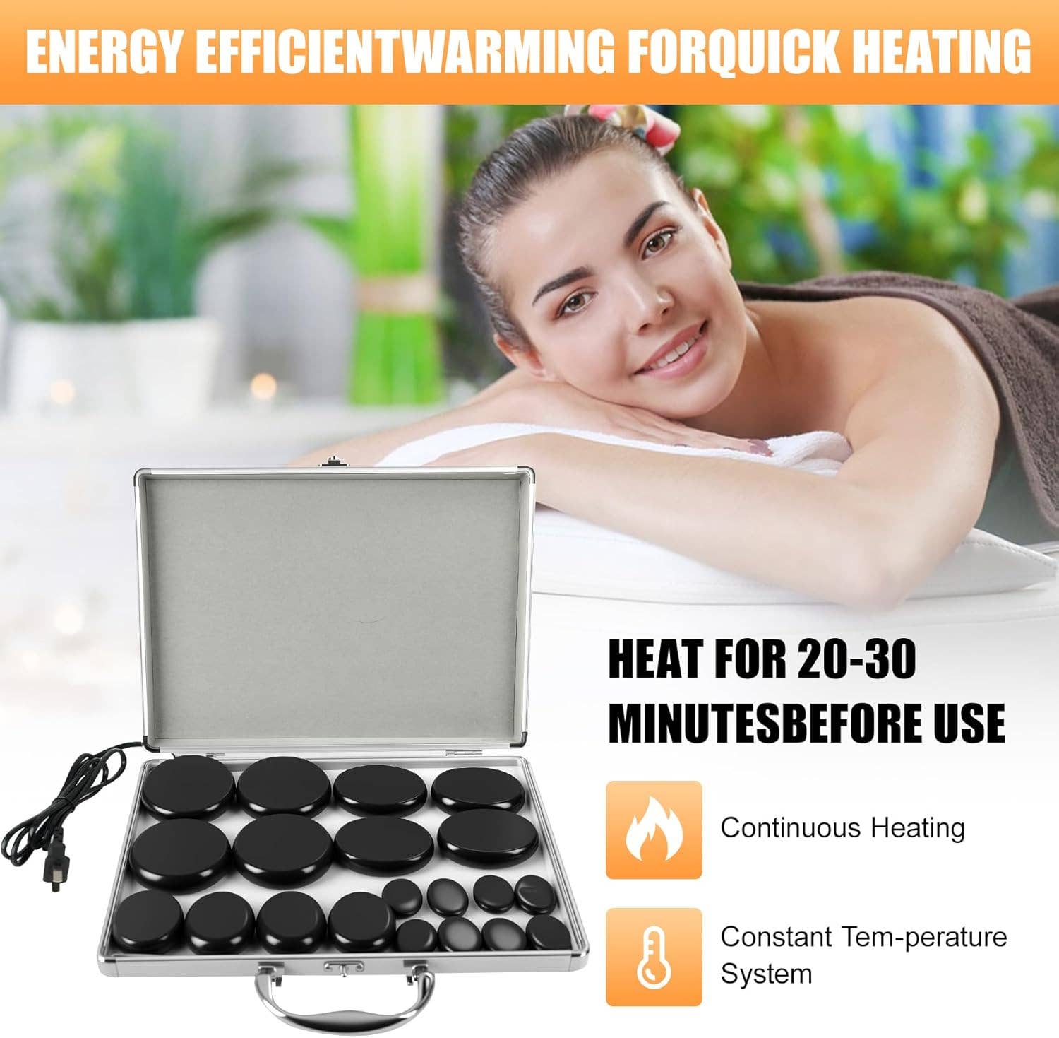 VIGOR - Wholesale Body Massager - Basalt Hot Rocks Massage 20 pcs Stone, Professional Massage6