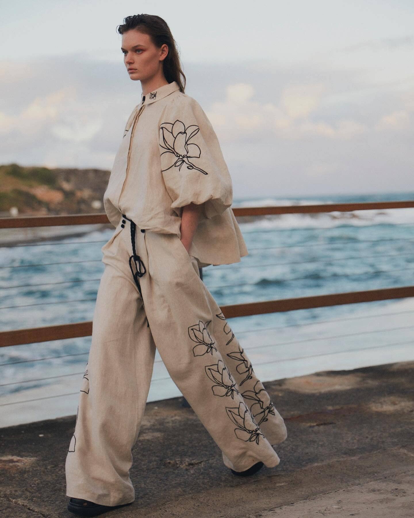 Marayn - Vente Ensemble haut et pantalon (PAS d'intérieur) - Femme - Ensemble lin bohème chic printemps-été 20248