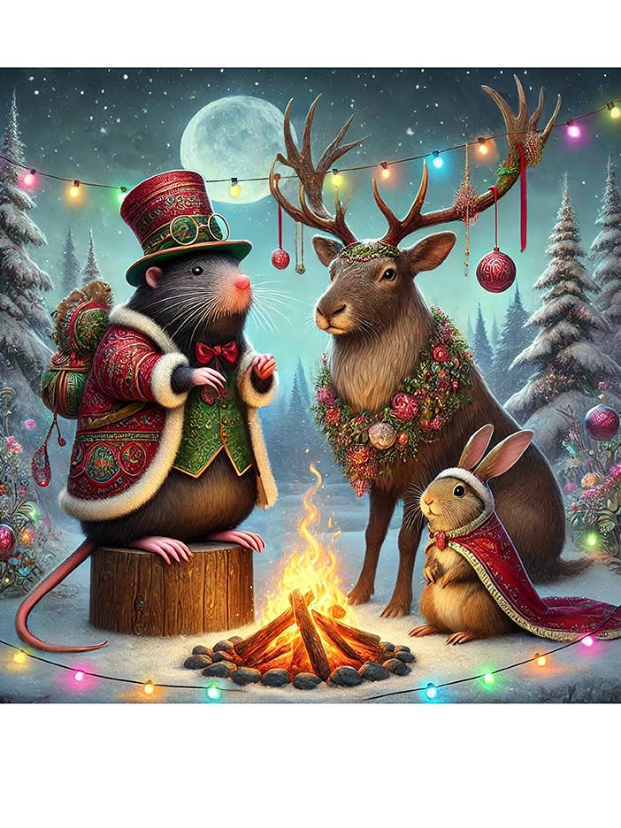 Whimsical Christmas Print, Reindeer, Mole & Rabbit
for wholesale by Thistle and Tale Press