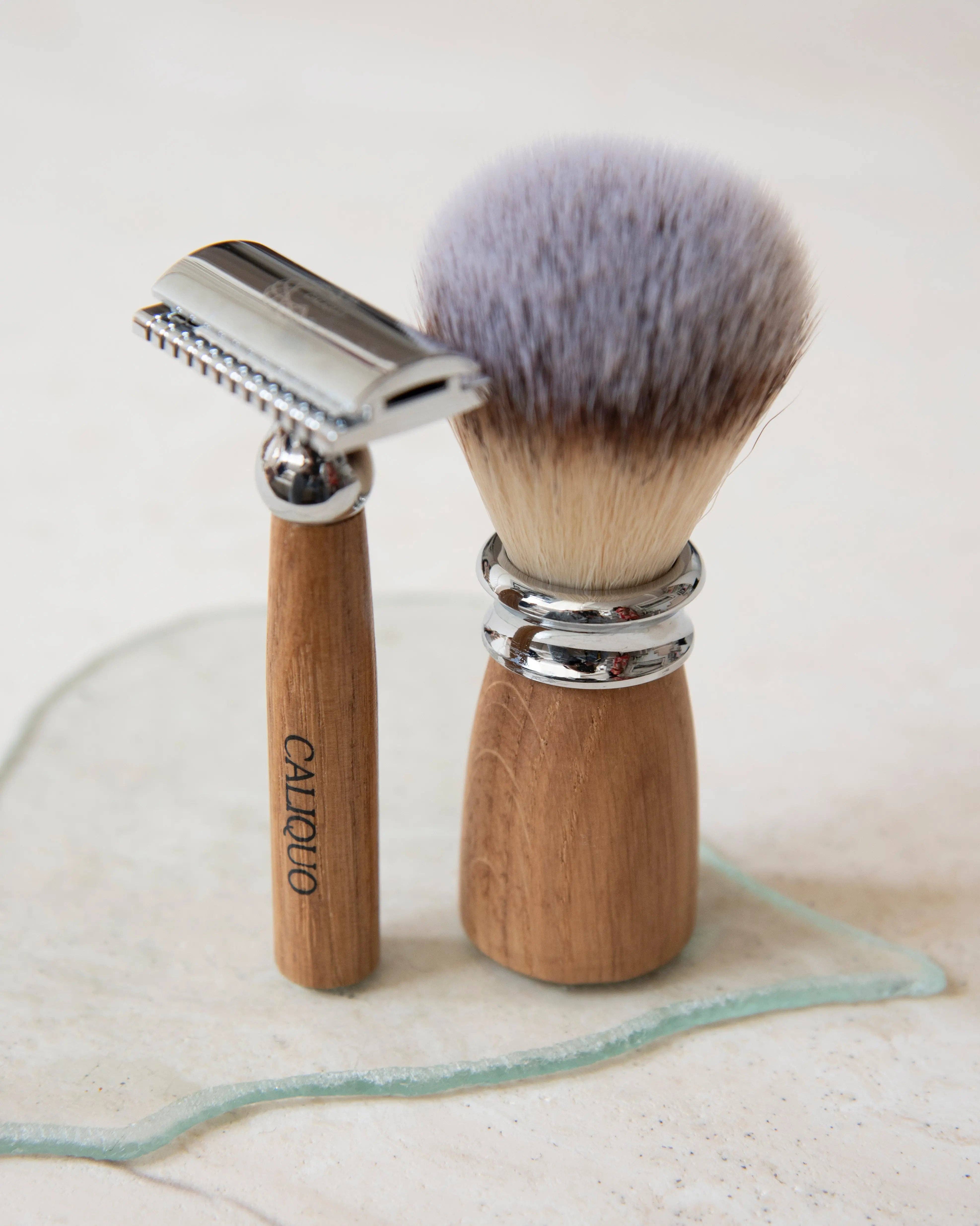CALIQUO - Wholesale Razor - Safety Razor Set + Shaving Brush + Pack of 5 Blades0