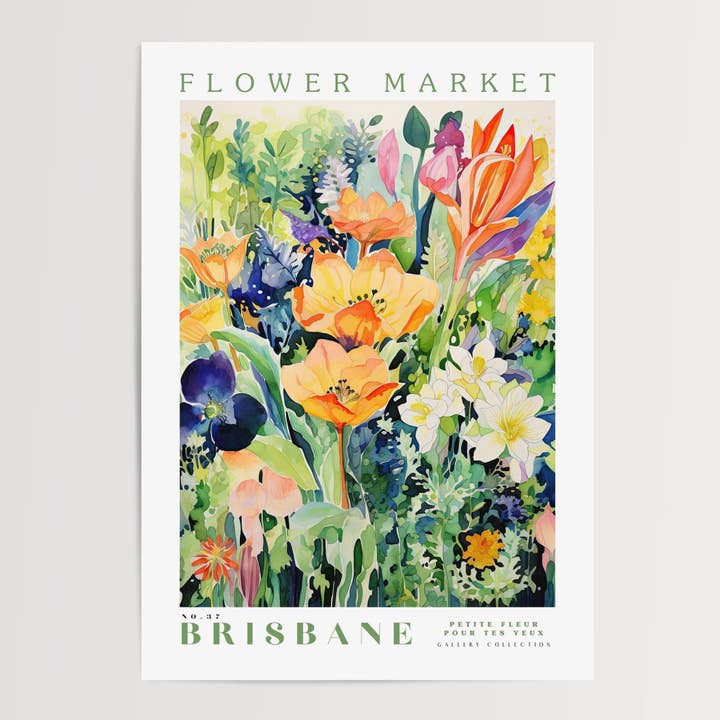 Cartaz do Mercado das Flores de Brisbane por atacado de Enchanted Sights