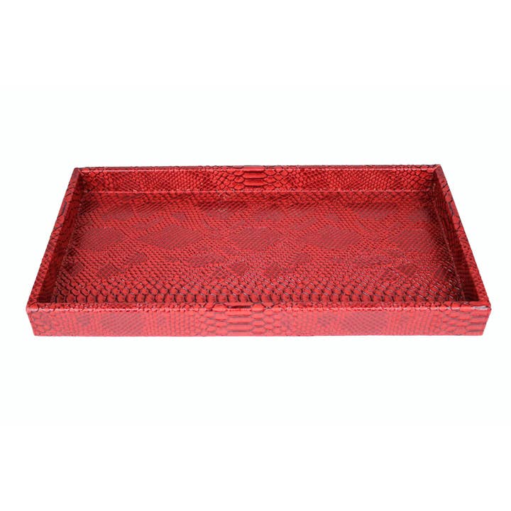Signature Home Collection GmbH - Wholesale Serving Tray - Rectangular reptile red artificial leather serving tray2