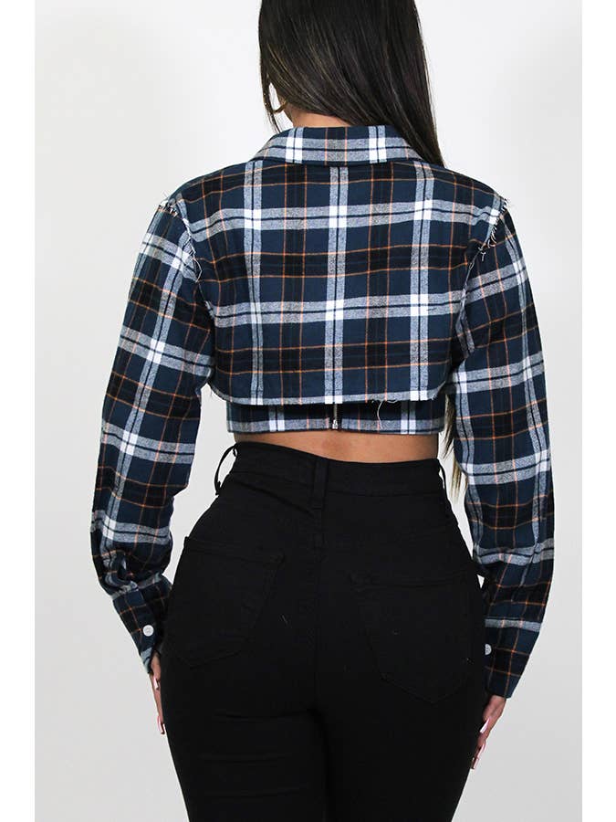 Junie - Vente Ensemble de hauts – femme - DÉBARDEUR À CARREAUX AVEC CHEMISE COURTE À MANCHES LONGUES JST2068
