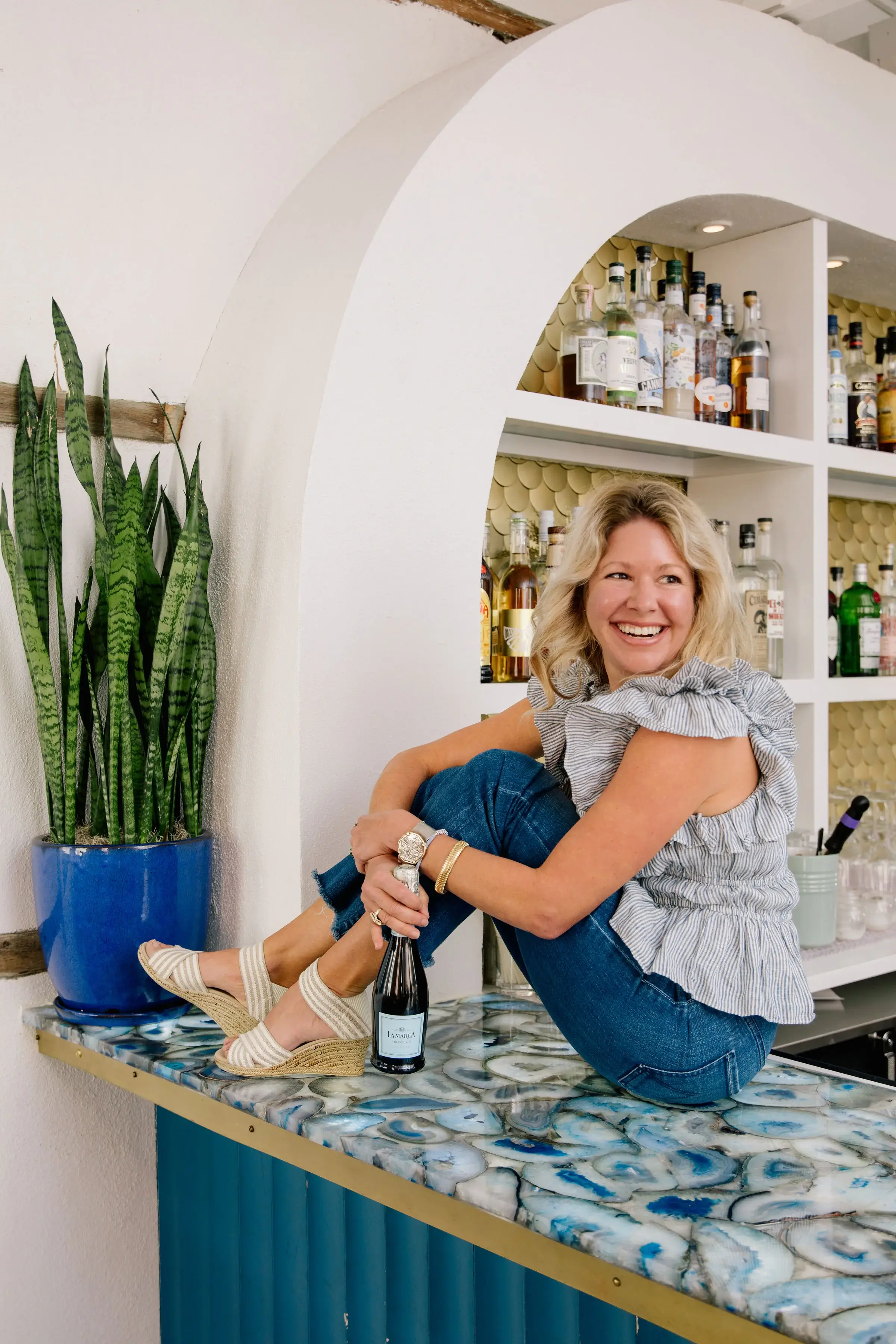 Charleston Shoe Co. - Wholesale Sandals - Women's - Cannon Stripes - Criss Cross Wedge Stretch Sandal11