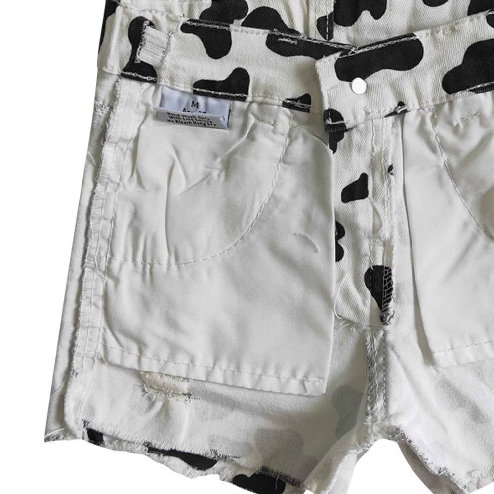 Aier Wholesale - Wholesale Shorts - Kids - Baby Girls cow print summer denim shorts8
